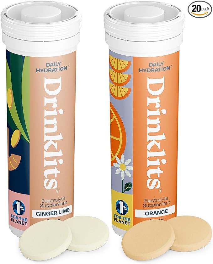 Daily Hydration, Vitamins, Electrolyte Tablets, Ginger-Lime and Orange, 2 Pack (20 Servings)