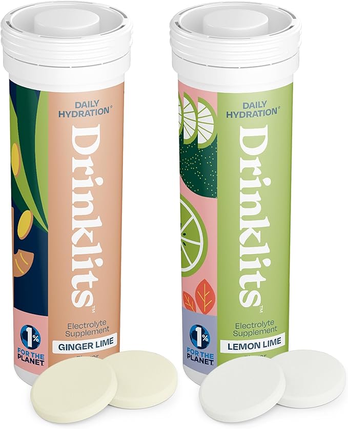 Daily Hydration, Vitamins, Electrolyte Tablets, Ginger-Lime and Lemon Lime, 2 Pack (20 Servings)